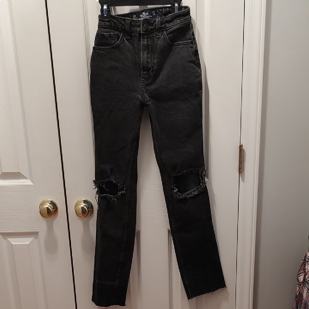 Hollister Black High Rise Distressed Jeans
